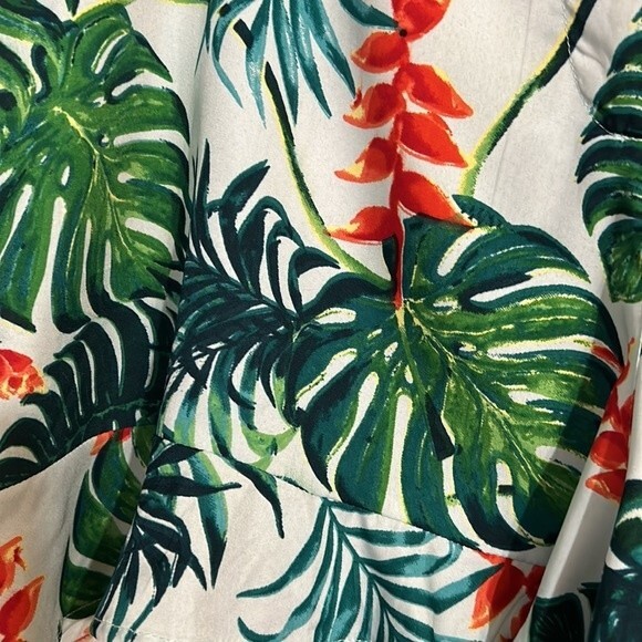 BOOHOO Size 14 Green Orange Palm Leaf High Waist Shorts Ruffle Tropical Peplum - Picture 2 of 6